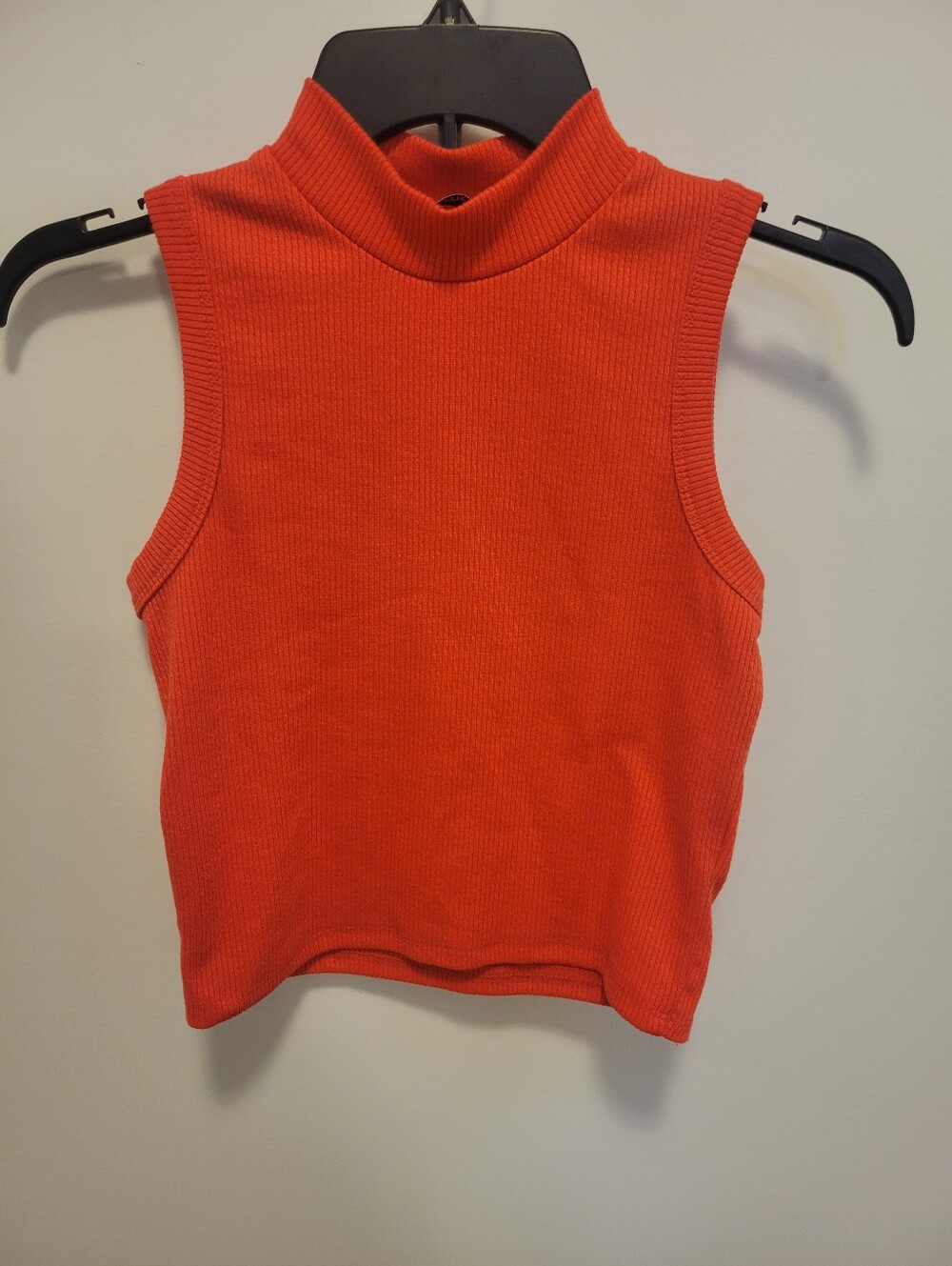 Sleeveless Mock Neck Ribbed Top